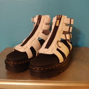 White doc marten platform sandals